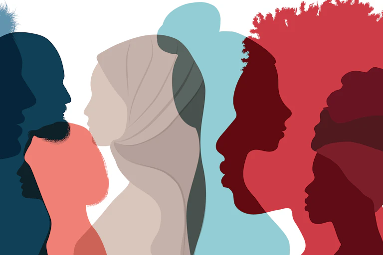 Group of silhouettes of diverse people