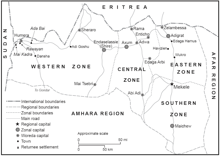 Map showing Ethiopia's Tigray region.