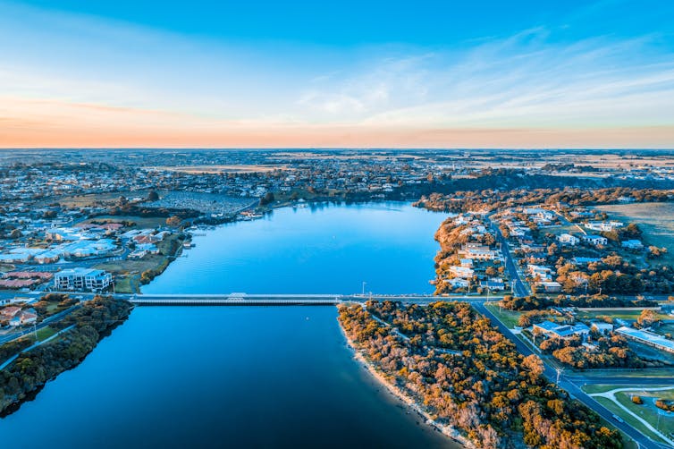 aerial image of Hopkins River and Warrnambool