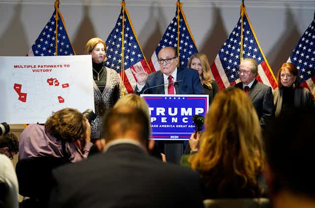 Trump lawyer Rudy Giuliani at a press conference