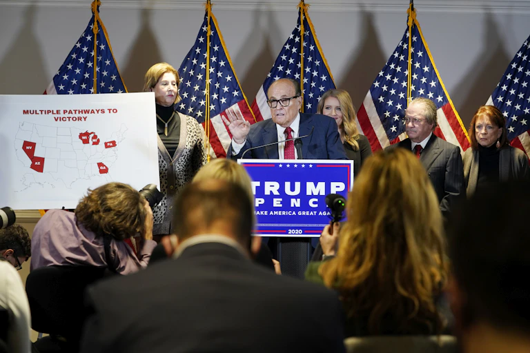 Trump lawyer Rudy Giuliani at a press conference