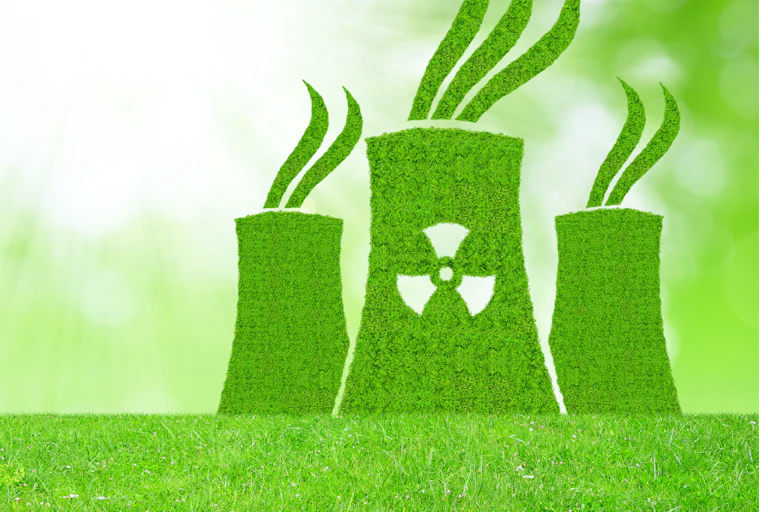 Three nuclear cooling towers made of grass