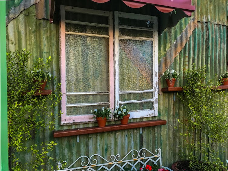 Painted silky oak window frames