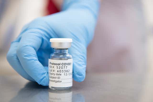 A vial of the COVID vaccine developed by the University of Oxford and AstraZeneca