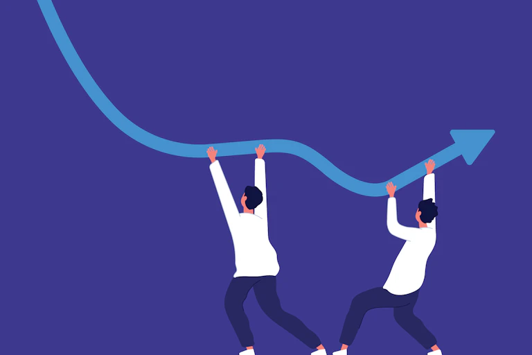 Illustration of turning business performance around.