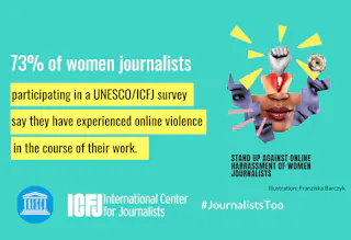 Afiche de la campaña de la ICFJ/Unesco para combatir la violencia contra las mujeres.