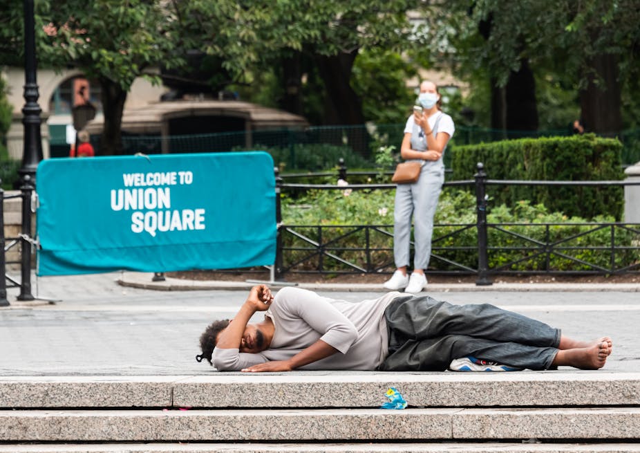 Union Square, where many of New York City's homeless live. 