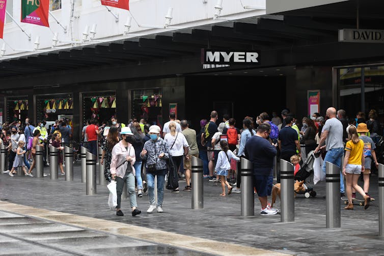 Shoppers at Bourke Street Mall, Melbourne