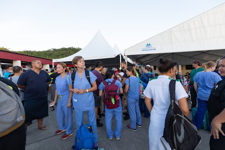 Medical staff in outdoor setting