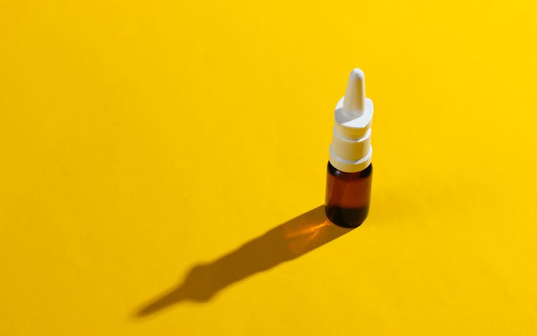 A nasal spray bottle.