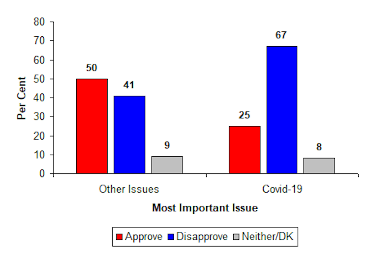 Graph showing Trump's approval ratings on various key issues