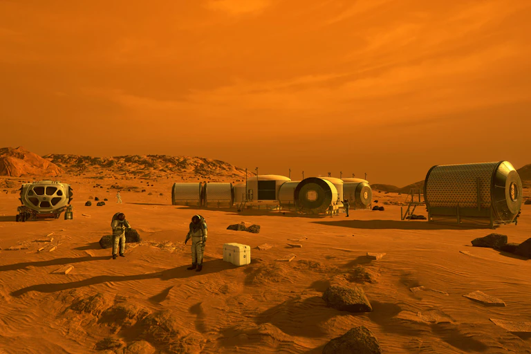 Human infrastructure as it may look on Mars