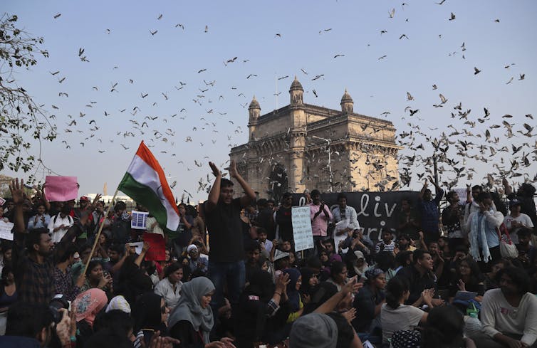 Student protest near the Gateway of India monument