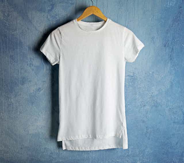 blue and white t shirt