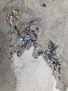 Microplastics on a beach in Vietnam