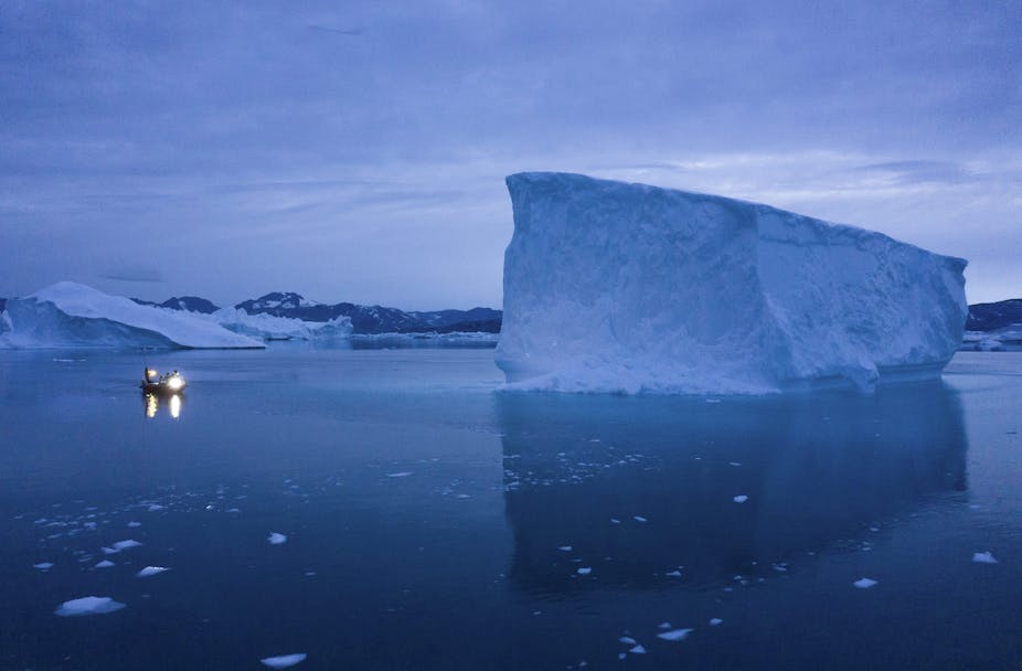 north pole glacier at night