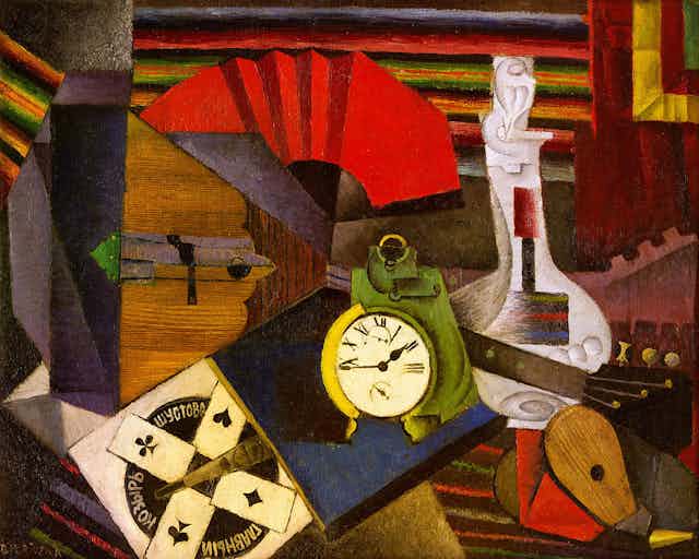 Abstract painting of an alarm clock,