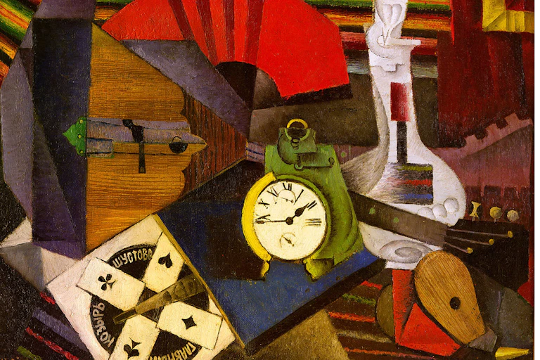 Abstract painting of an alarm clock,