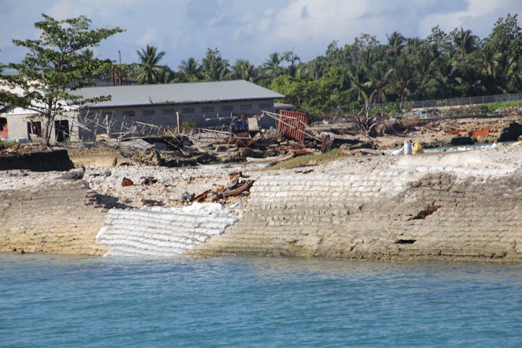 A sea wall in Kiribati