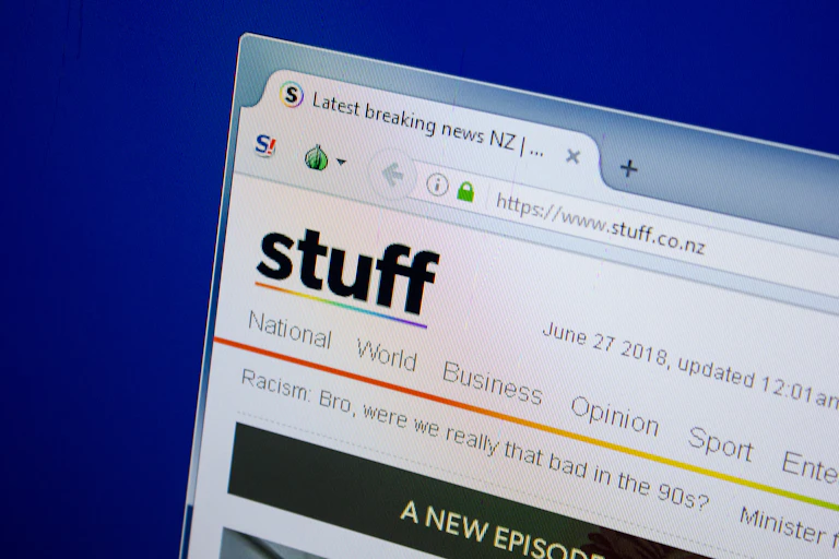 Stuff website on laptop screen