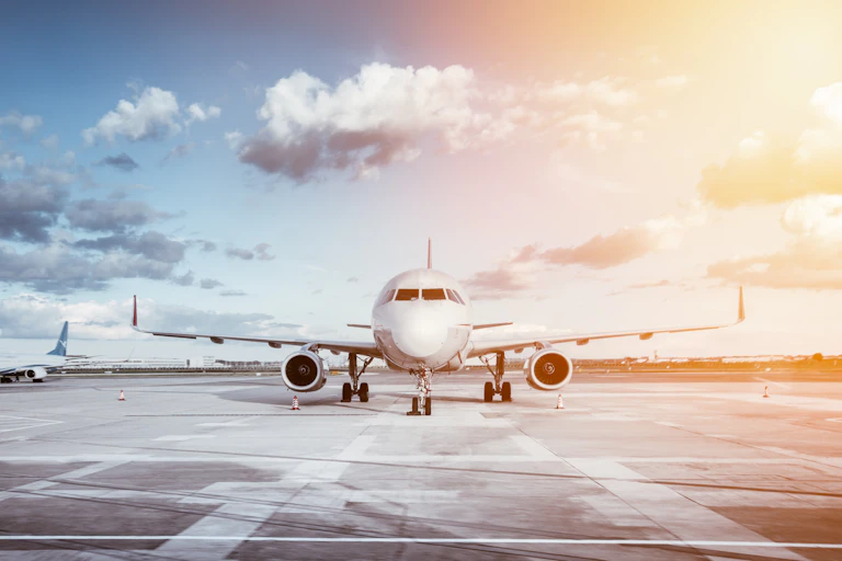 An airplane on the tarmac.