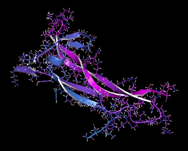 Ilustración de una molécula de factor neurotrófico derivado del cerebro.