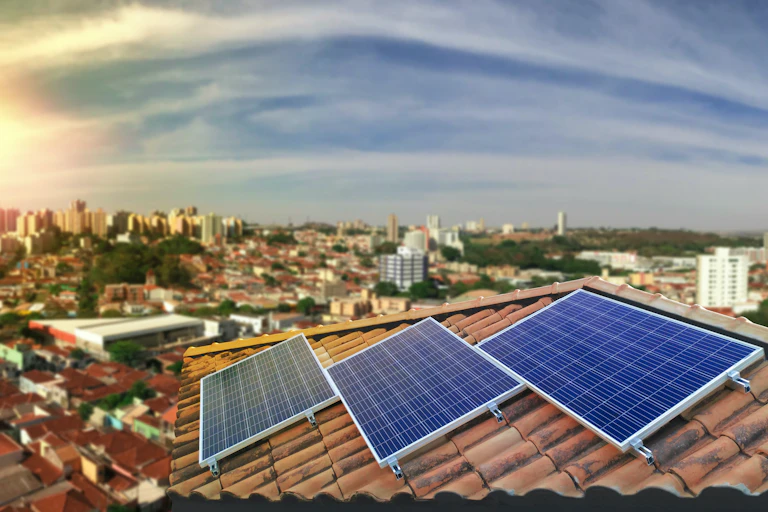 House roof with solar panels