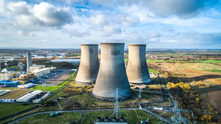 Cooling towers at a large power station