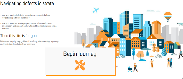 screenshot of strata defects rectification guide home page