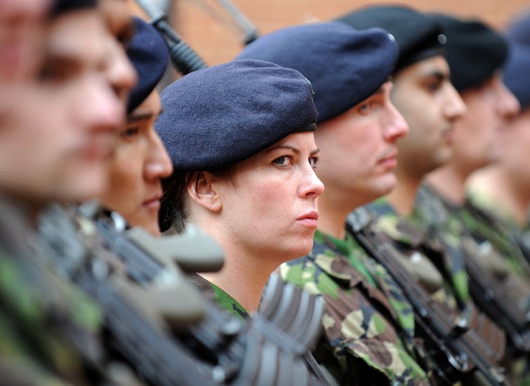 Soldiers standing in a row