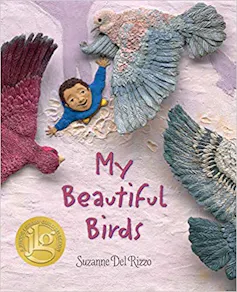 A child with birds.