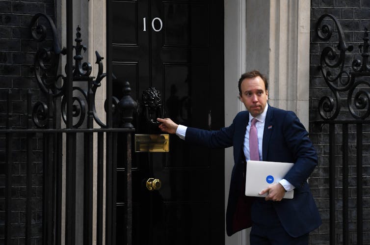 Health Secretary Matt Hancock entering 10 Downing Street.