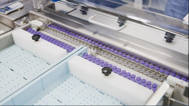 Vials of the Pfizer vaccine at a production facility in Belgium.