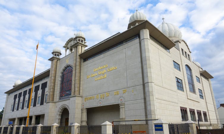 The exterior of Gurdwara Sri Guru Singh Sabha Southall.