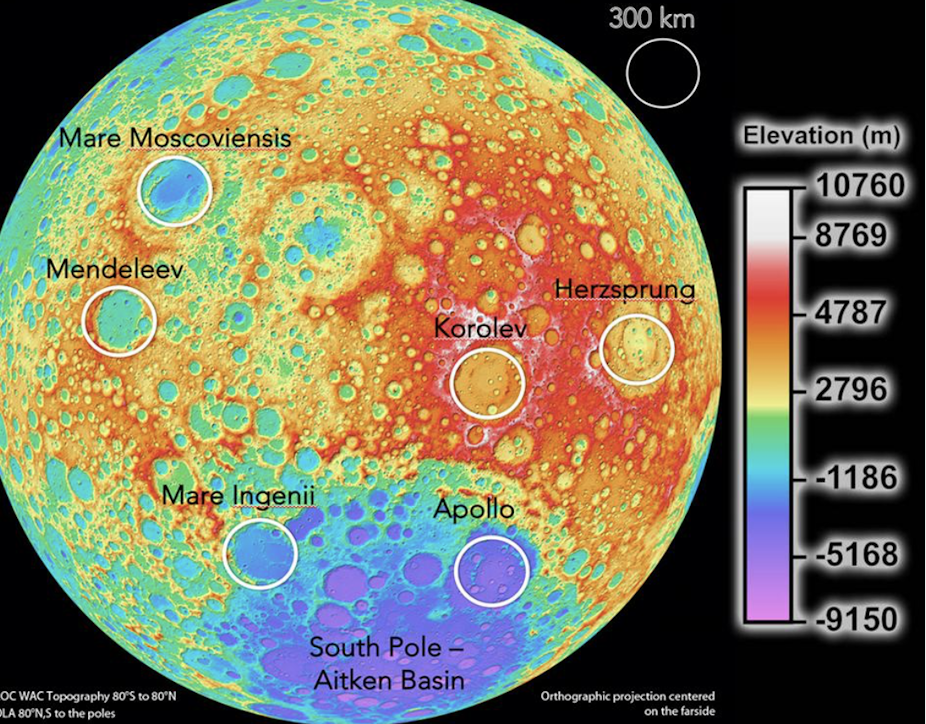 Lunar topography map.