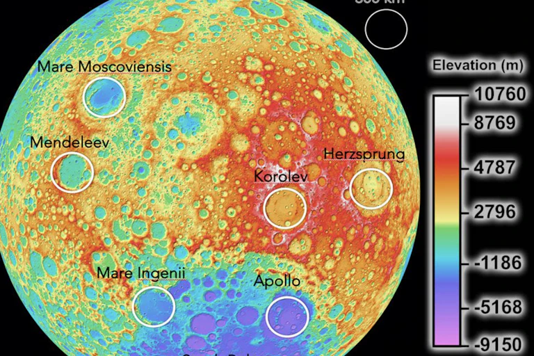 Lunar topography map.