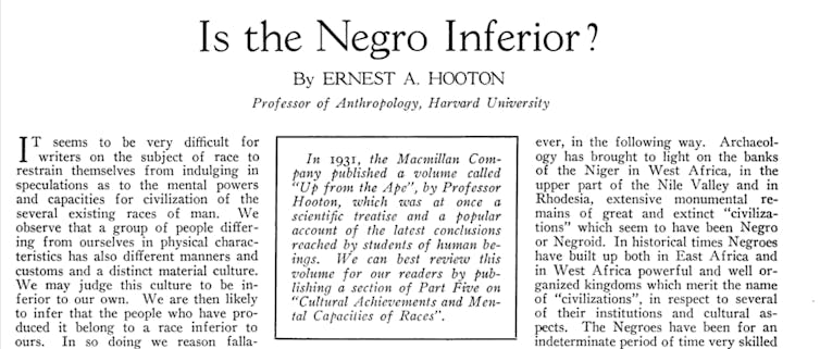 Article headlined 'Is the Negro Inferior?'