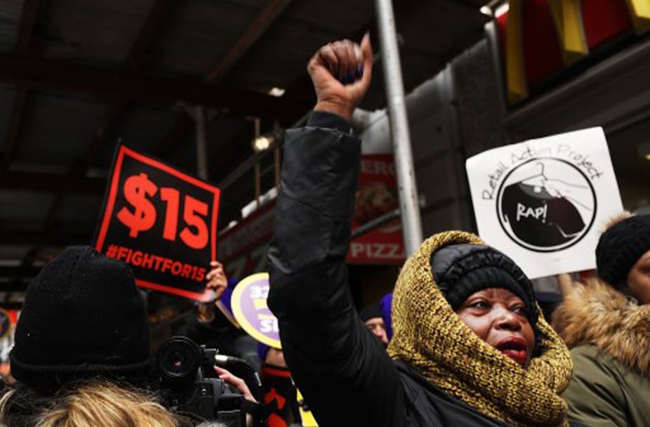 A demonstration of the #Fightfor15 movement