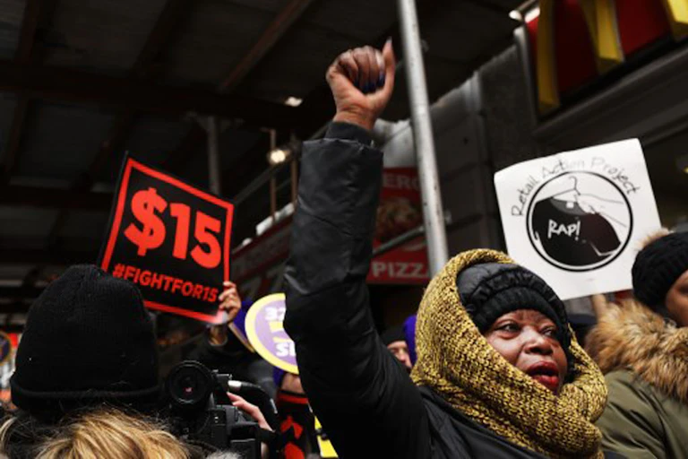 A demonstration of the #Fightfor15 movement