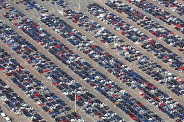 A large car park viewed from above