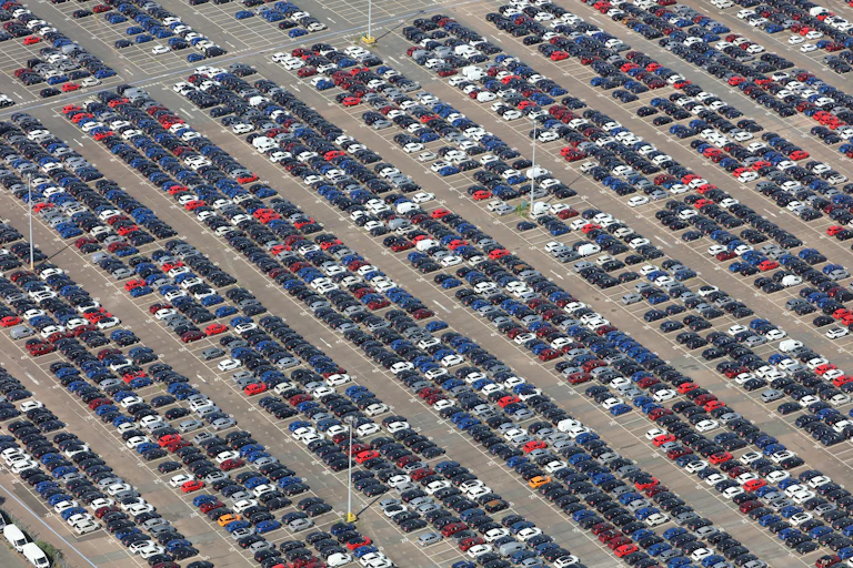 A large car park viewed from above