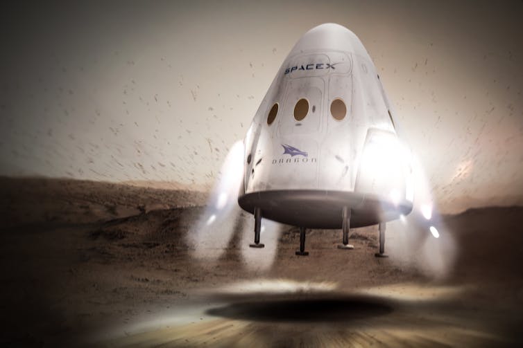 Una capsula missilistica sta per atterrare su Marte.