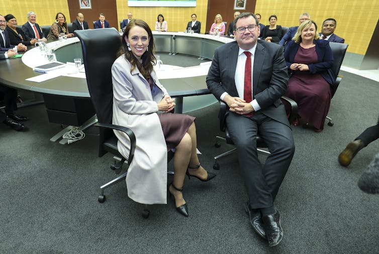 Jacinda Ardern with cabinet members