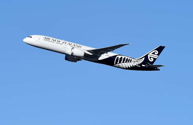 Air New Zealand international flight in the sky