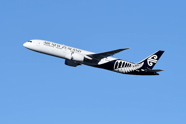 Air New Zealand international flight in the sky