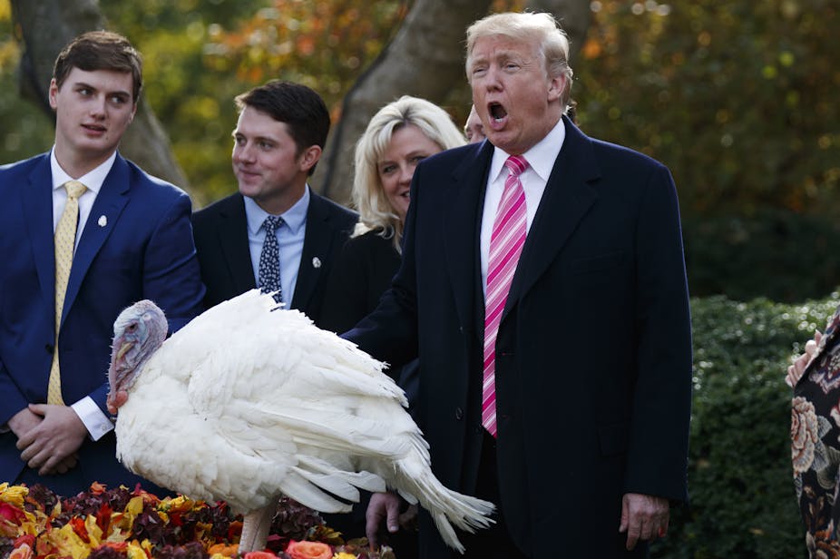 PResident Donald Trump delivers the annual White House Thanksgiving pardon.