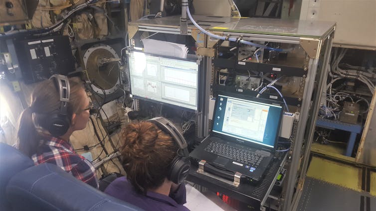 Scientists aboard one of the flights.