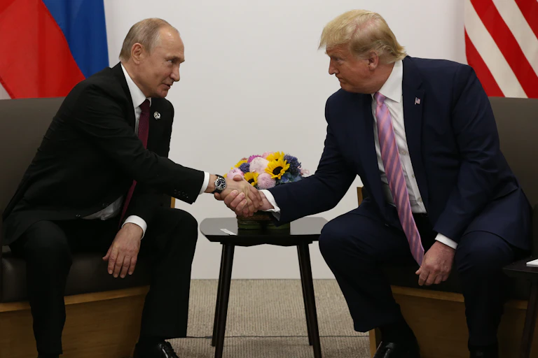 Donald Trump and Vladimir Putin meet in Osaka, Japan, June, 28, 2019.
