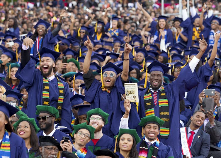 A crowd of Black students graduating from Howard University in 2016.
