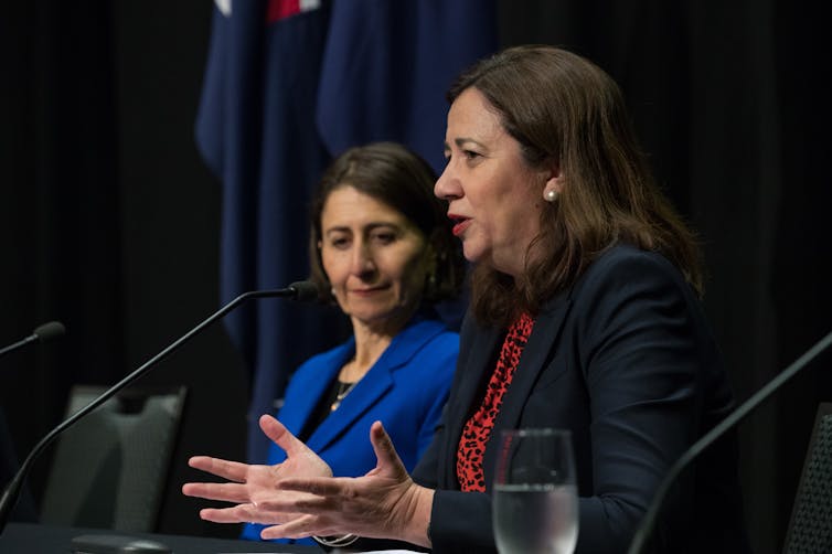 NSW Premier Gladys Berejiklian and Queensland Premier Annastacia Palaszczuk at a press conference